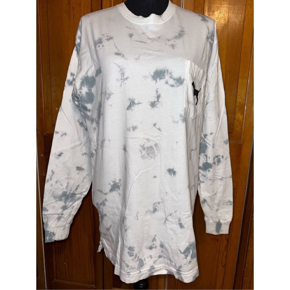 PINK Victoria’s Secret Tie Dye Long Sleeve Pocket Tee Size Small
